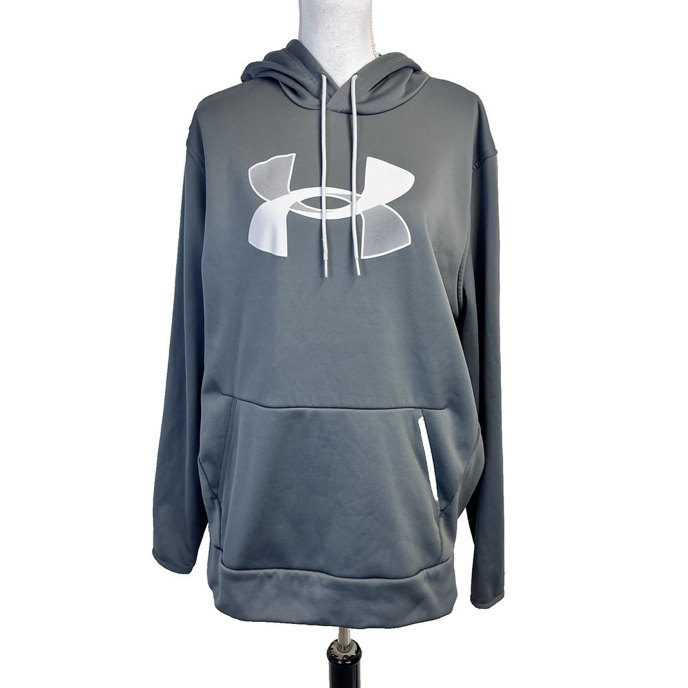 Under Armour Mens Pullover Hoodie sz Extra Large Gray White Cold Gear Outdoors